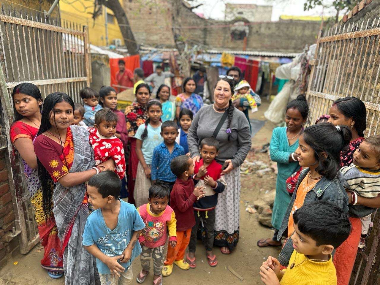 Children and families near the school